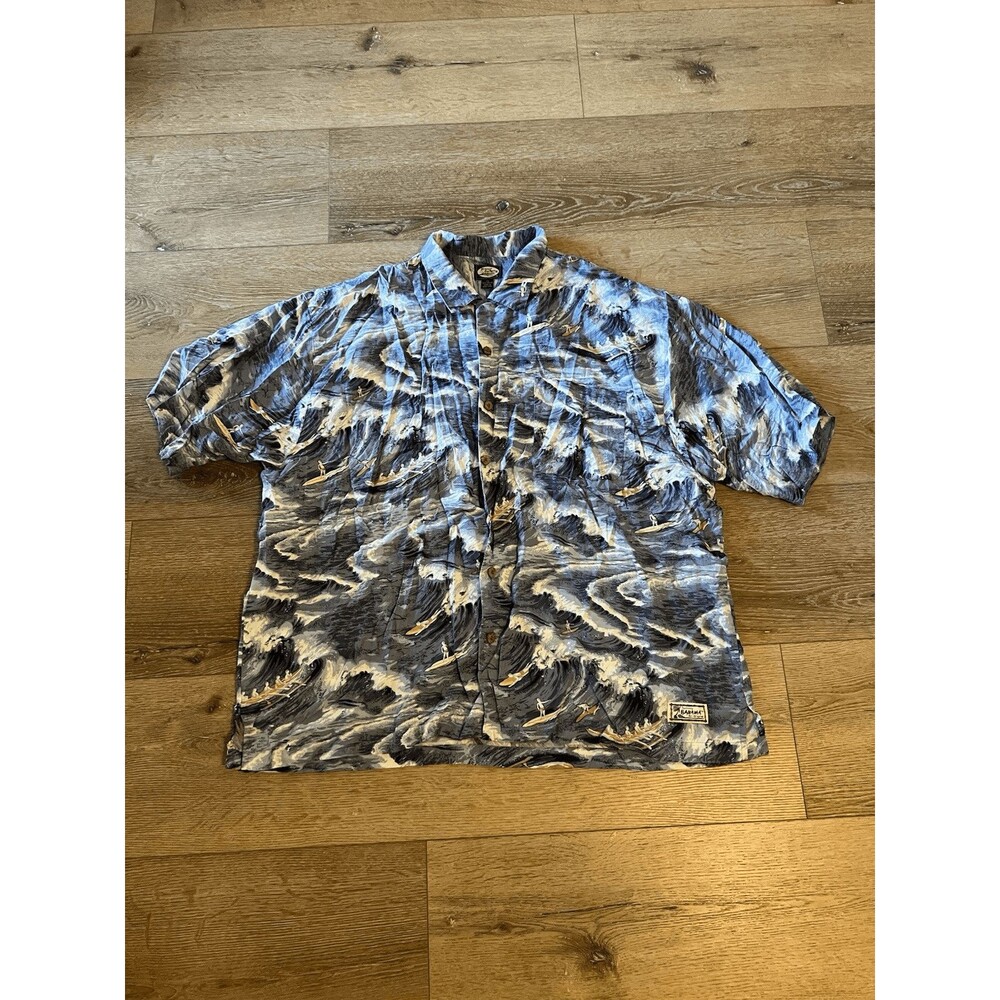 Tommy Bahama Mens Blue Short Sleeve Button Up Shirt Boating Graphic sz 2XL
